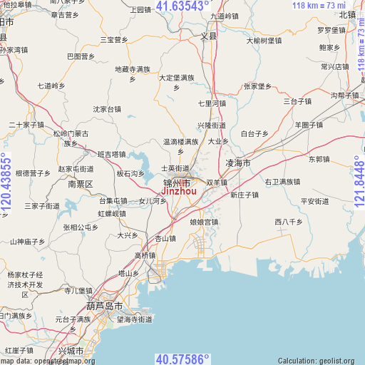 Jinzhou on map