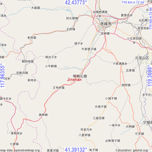 Jinshan on map