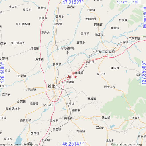 Jinhe on map