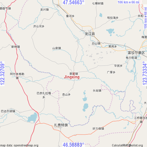 Jingxing on map