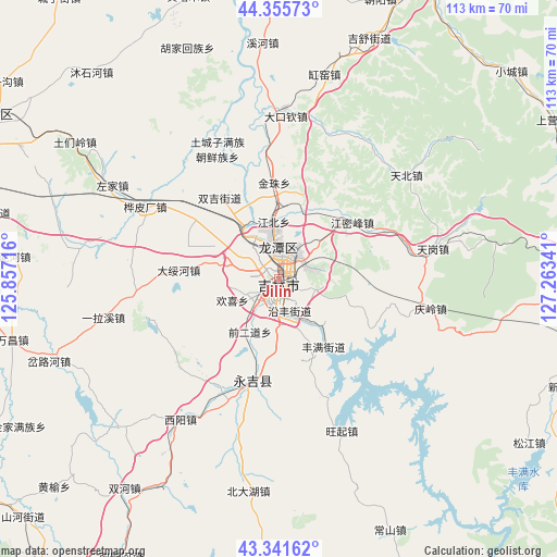 Jilin on map