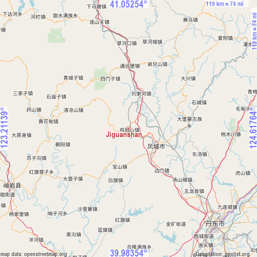 Jiguanshan on map