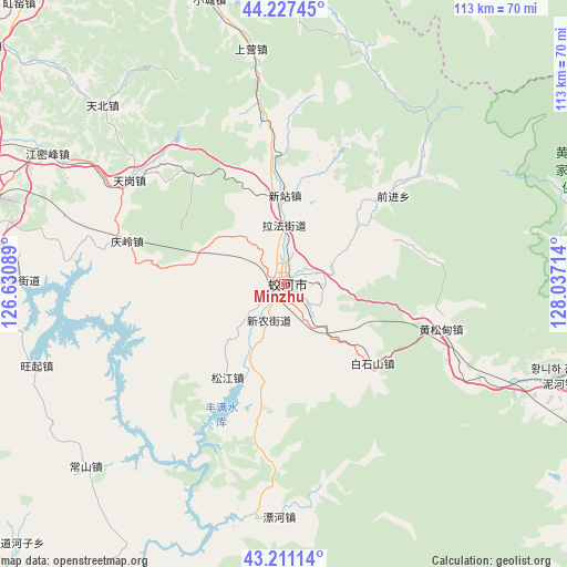 Minzhu on map