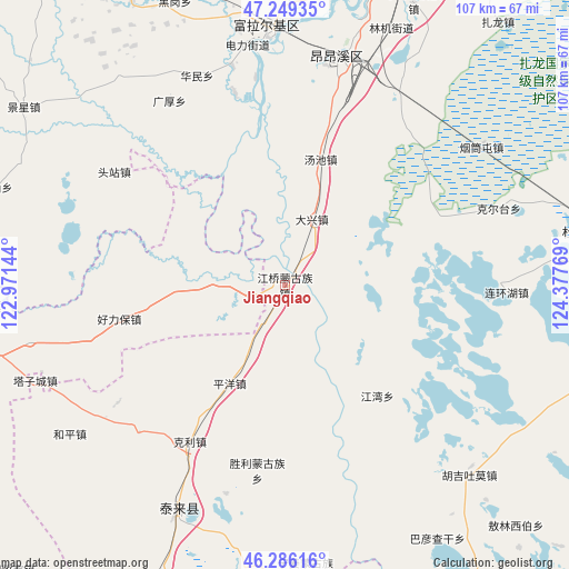 Jiangqiao on map