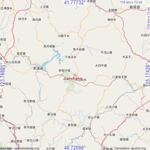 Jianchang on map