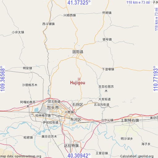 Hujigou on map