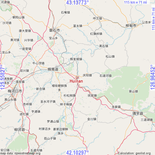 Huinan on map