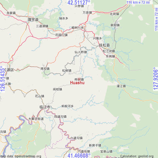 Huashu on map