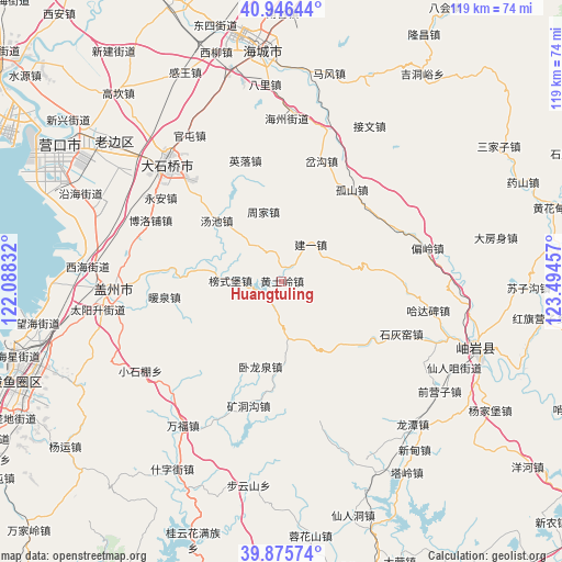 Huangtuling on map