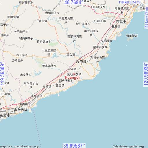 Huangdi on map