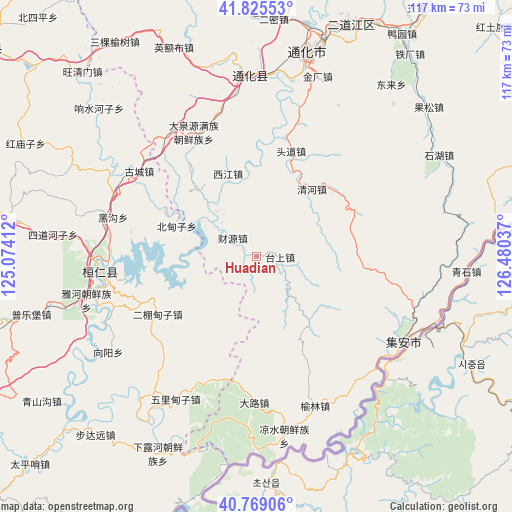 Huadian on map