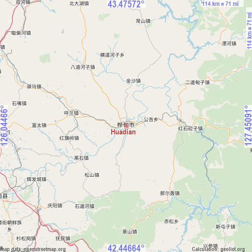 Huadian on map