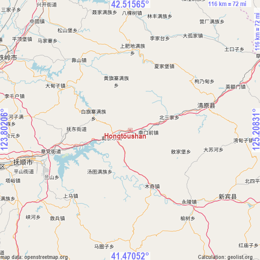 Hongtoushan on map