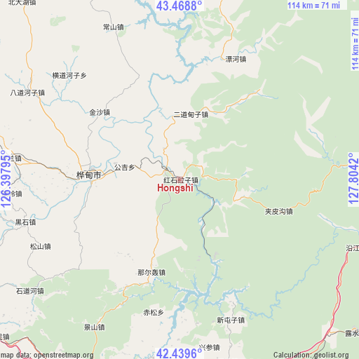 Hongshi on map