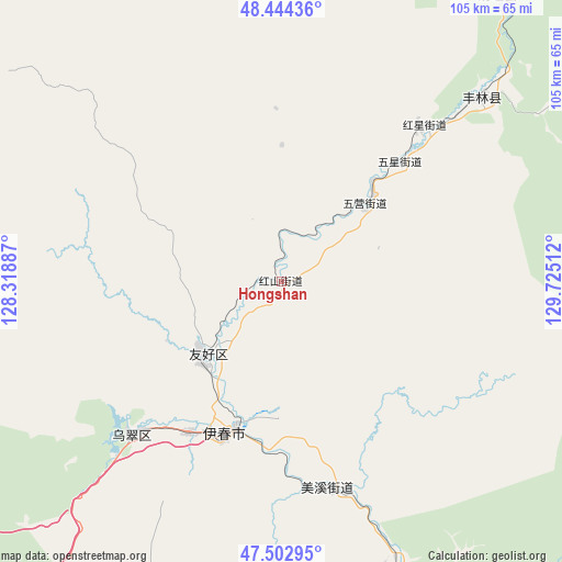 Hongshan on map