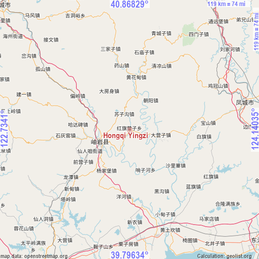 Hongqi Yingzi on map