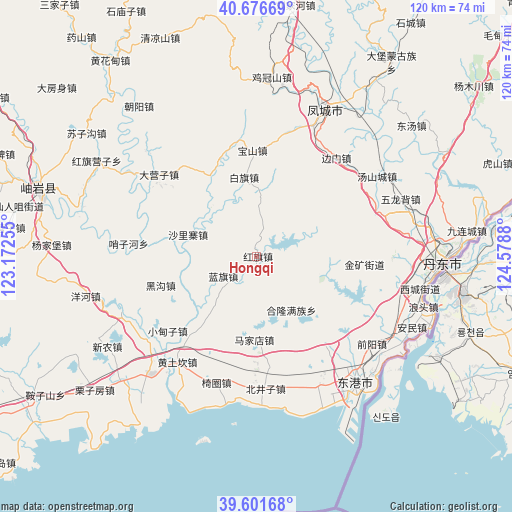 Hongqi on map