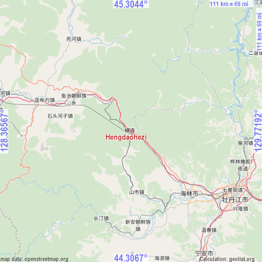 Hengdaohezi on map