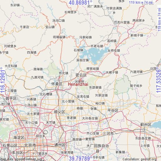 Henanzhai on map