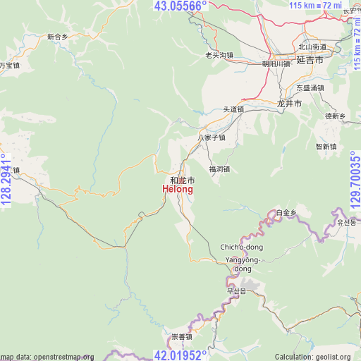 Helong on map