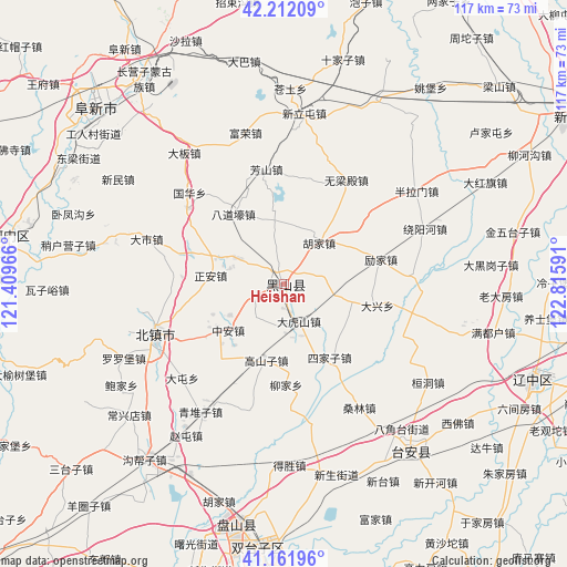 Heishan on map