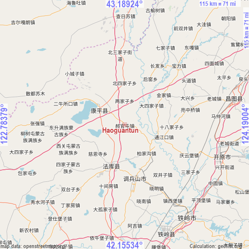 Haoguantun on map