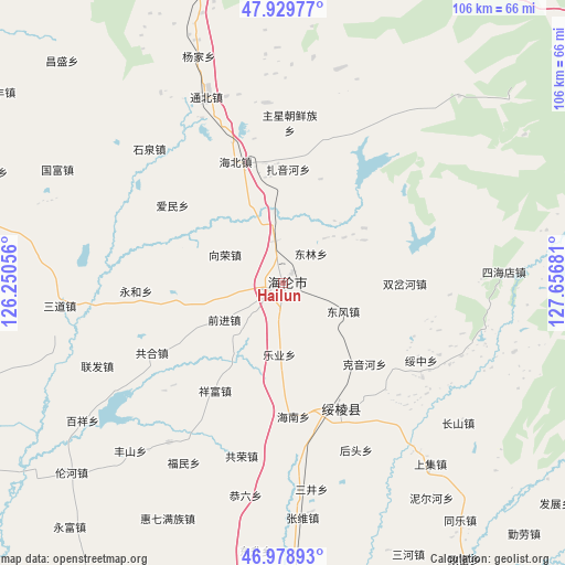 Hailun on map