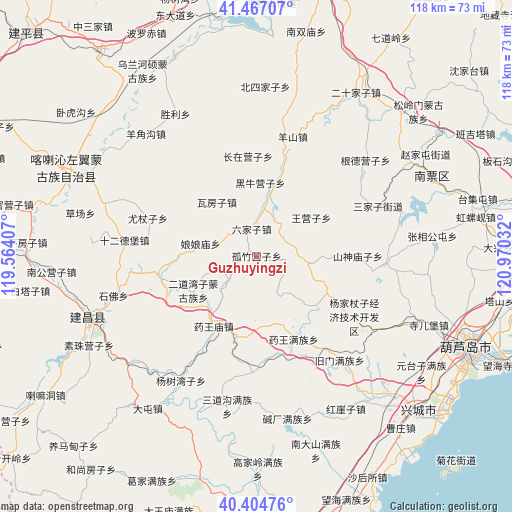 Guzhuyingzi on map