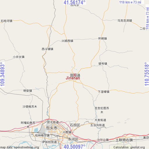 Jinshan on map