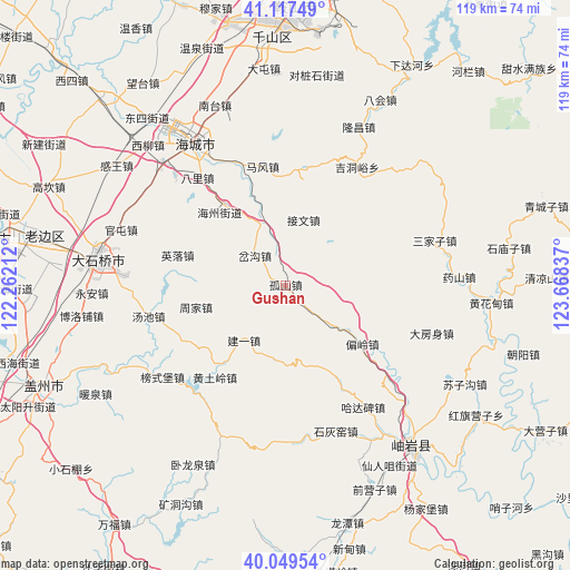 Gushan on map