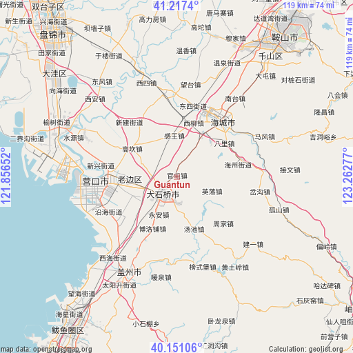 Guantun on map