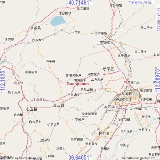 Guanjiabao on map