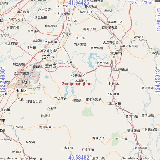 Gongchangling on map