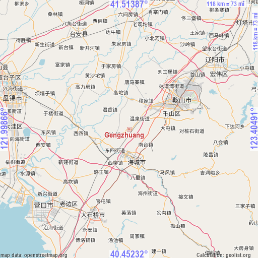 Gengzhuang on map