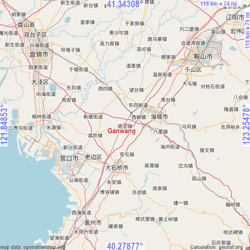 Ganwang on map