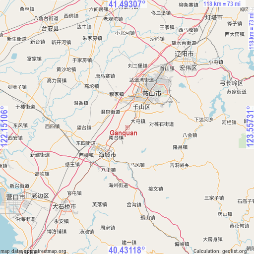 Ganquan on map