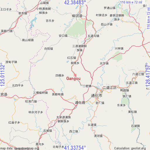 Gangou on map