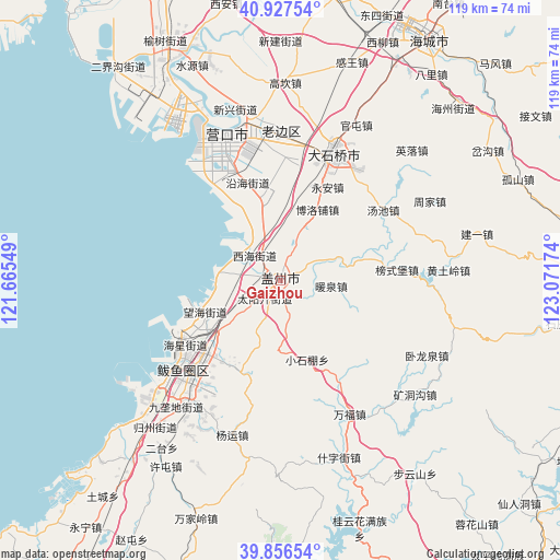 Gaizhou on map