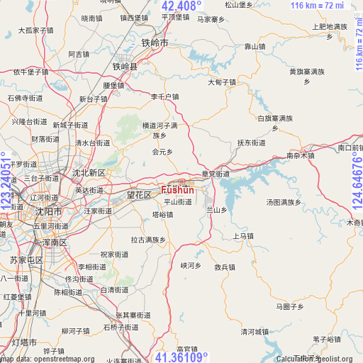 Fushun on map