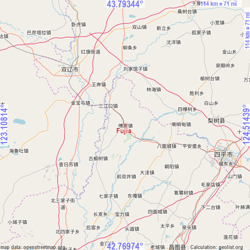 Fujia on map