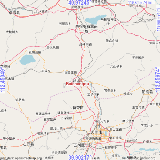 Beichengqu on map