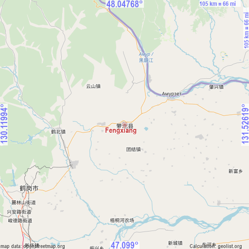 Fengxiang on map