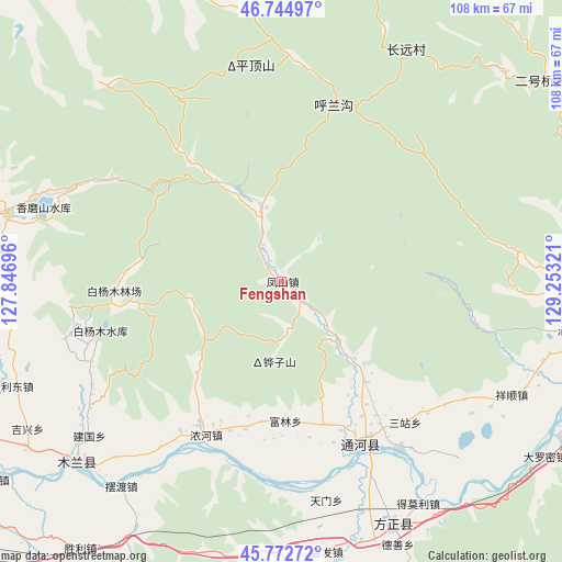 Fengshan on map