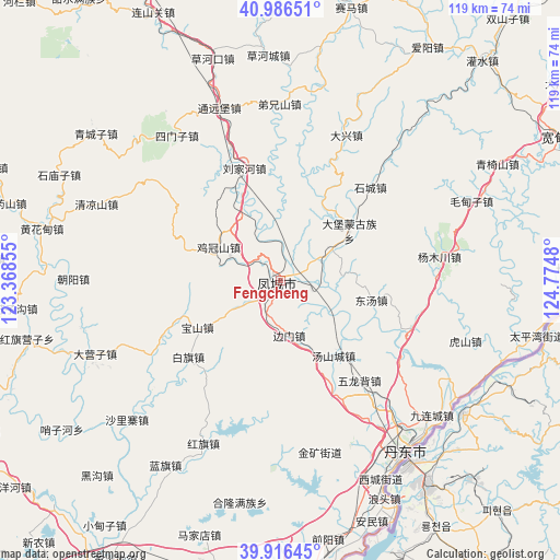 Fengcheng on map