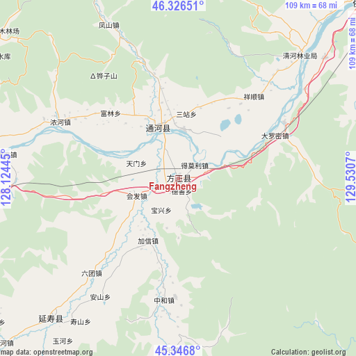 Fangzheng on map