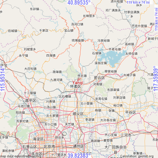 Yanqi on map