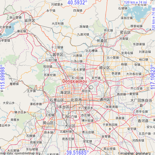 Dongxiaokou on map