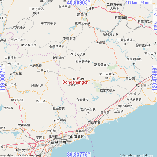 Dongshangen on map