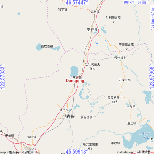 Dongping on map