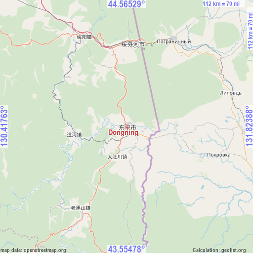 Dongning on map